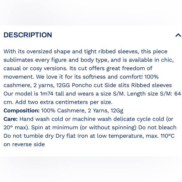 NOTSHY Faustine V-Neck Cashmere Poncho Sweater size S/M - Picture 12 of 13